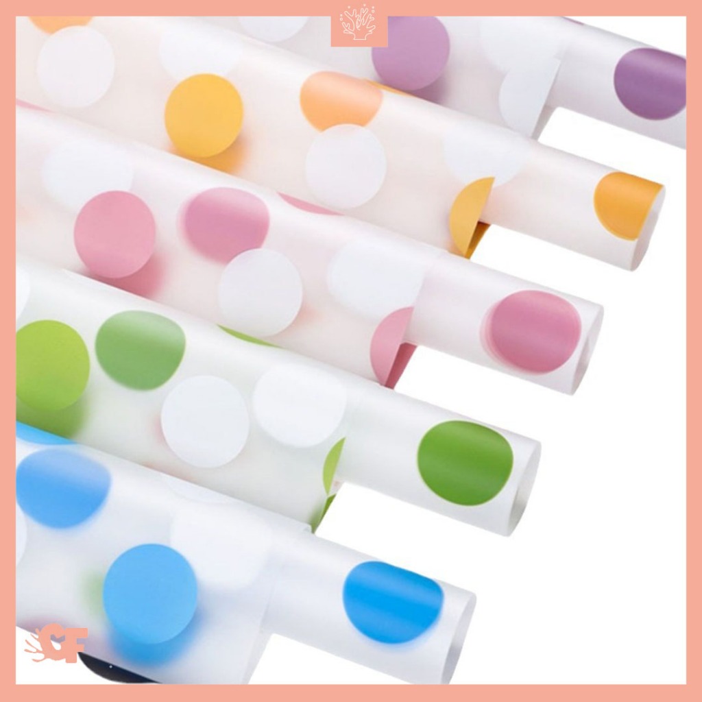 

20 LEMBAR Kertas Buket Bunga Polkadot Transparan Flower Wrapping Paper Cellophane KB6005