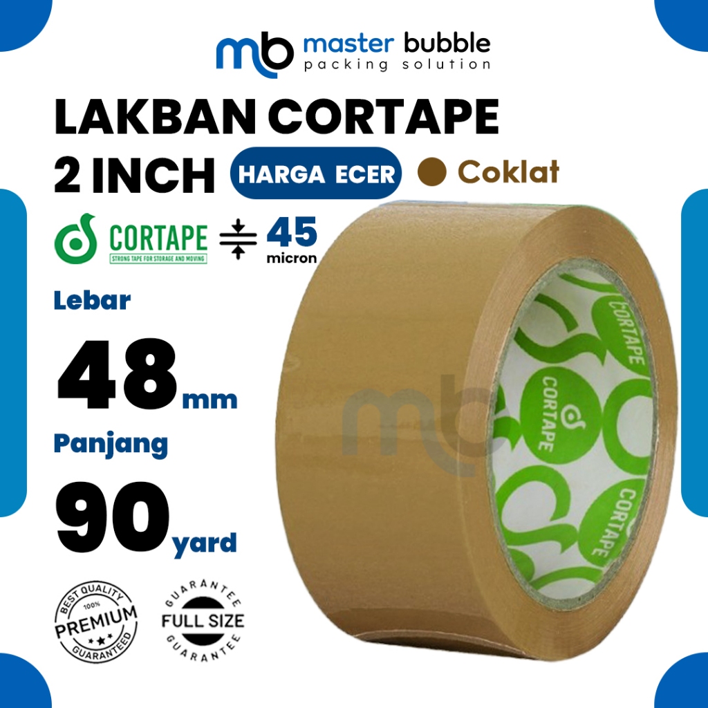 

Lakban Selotip Isolasi Polos Coklat 2 inch 48 mm x 90 yard Premium Cortape Harga Ecer Satuan