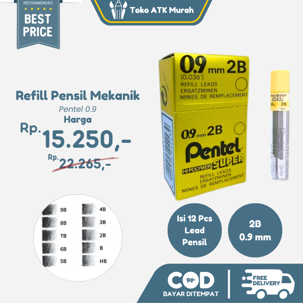 

Isi Pensil Mekanik 0.9mm 2b Pentel Refill