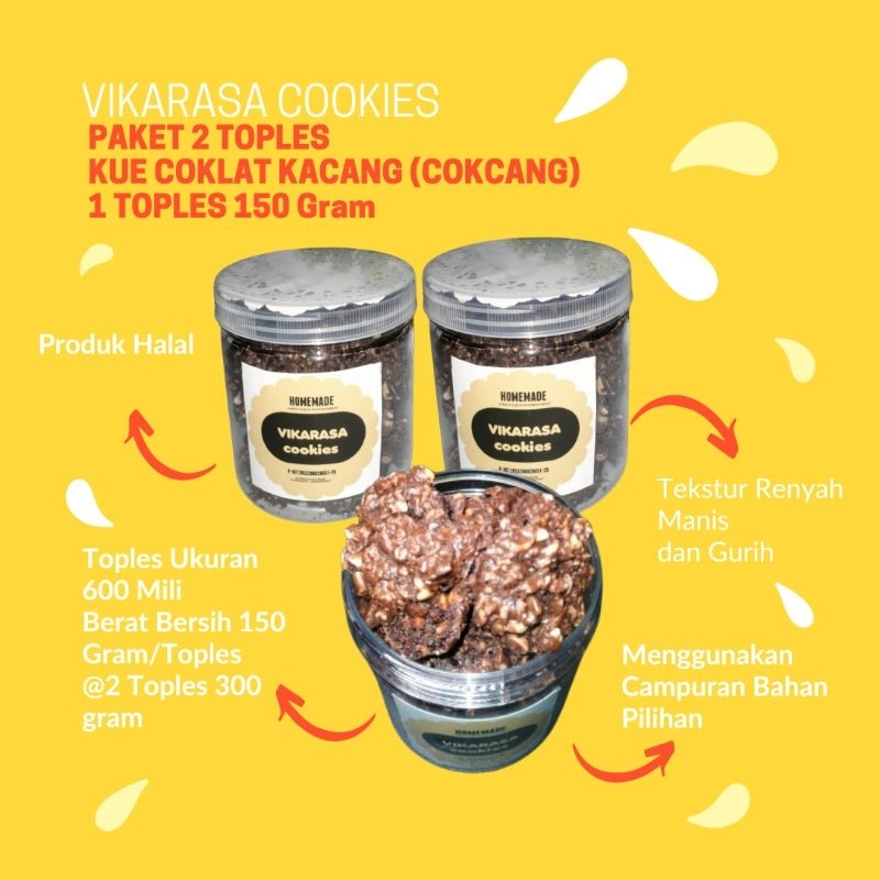 

PAKET 2 TOPLES KUE COKLAT KACANG 150GRAM/TOPLES Vikarasa Cookies