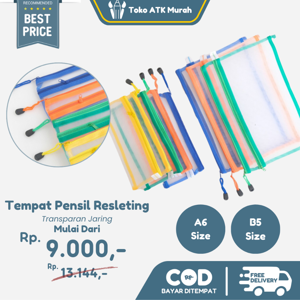 

Tempat Pensil Resleting Transparan Jaring / Pencil Case Zipper