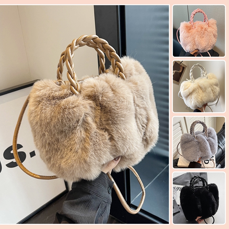 Tas Bahu Wanita Tas Selempang Berbulu Tas Selempang jinjing Kecil Lucu