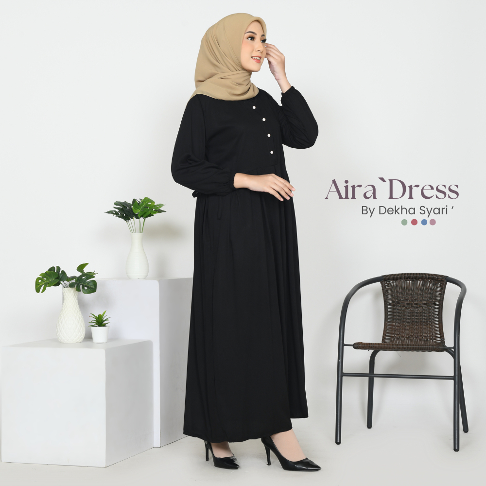 Dekha Syari Baju Gamis Hitam Mewah Elegan Terbaru 2025 Bahan Katun Rayon Twill Premium Ori Tebal