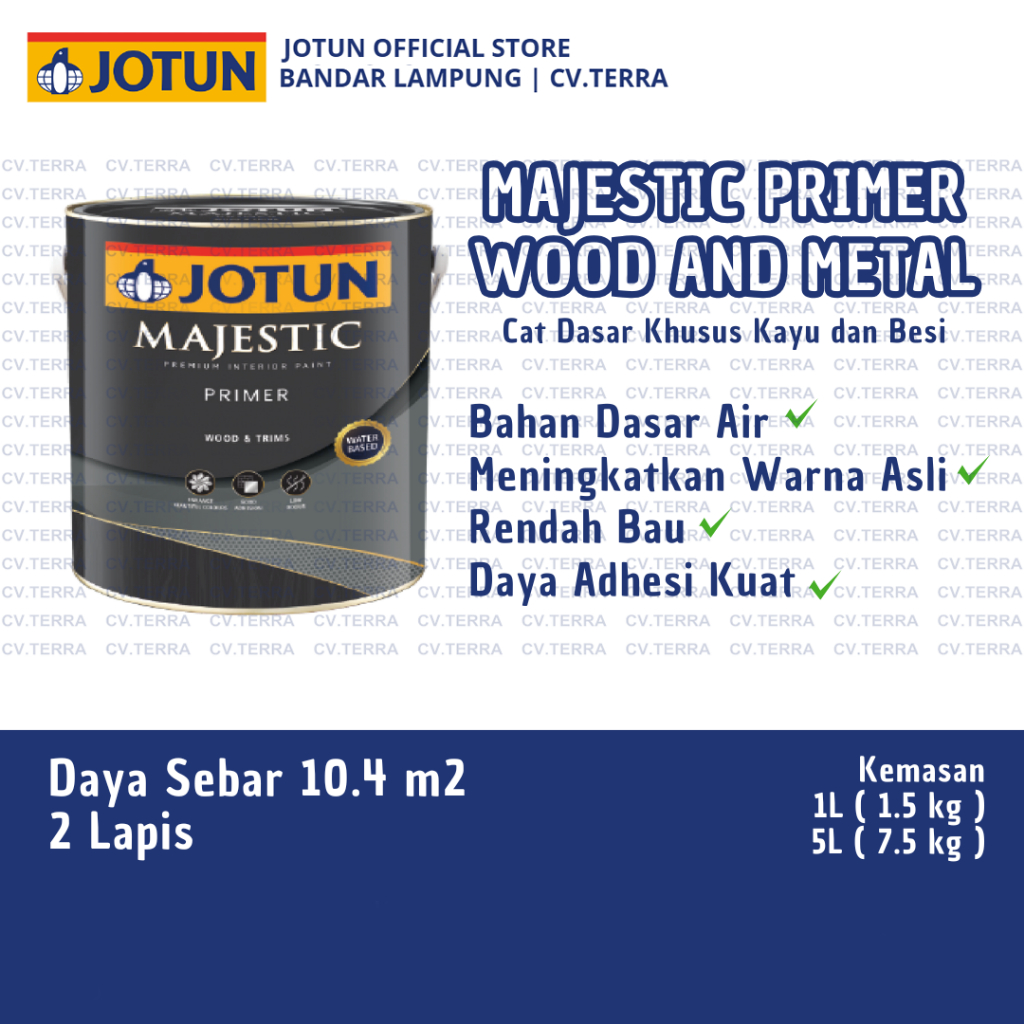 JOTUN MAJESTIC PRIMER KAYU DAN BESI - Cat Dasar untuk Kayu dan Besi - 1,5 kg / 7,5 kg