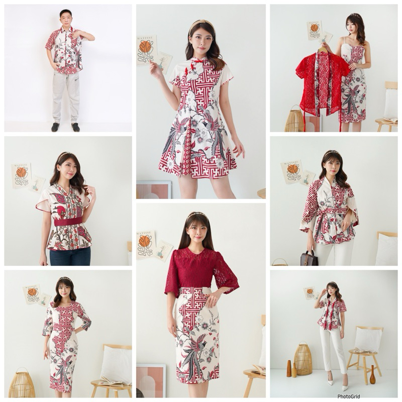 Penawaran Terbatas Couple Imlek Merah Merak / Qipao Merah / Baju Cheongsam Wanita Imlek 2025 /