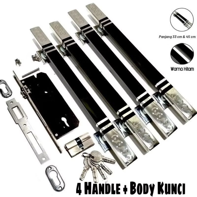 Handle pintu set kunci 4 tarikan pintu 45cm gagang pintu minimalis pegangan pintu kuputarung terbaru