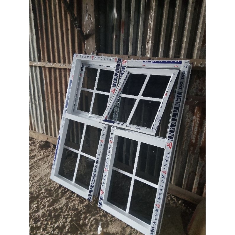 kusen jendela aluminium ornamen, atas buka, bawah mati, UK 100x60/120*60/150x60/160x60 bisa costum u