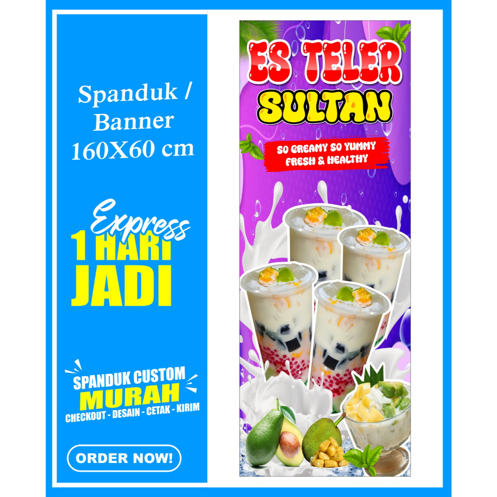 BANNER / SPANDUK ES TELER SULTAN VIRAL 60 X 160 / Banner ES TELER SULTAN VIRAL, Spanduk ES TELER SUL
