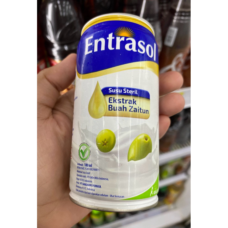 

Entrasol susu cair steril ekstrak buah zaitun kaleng 180 ml