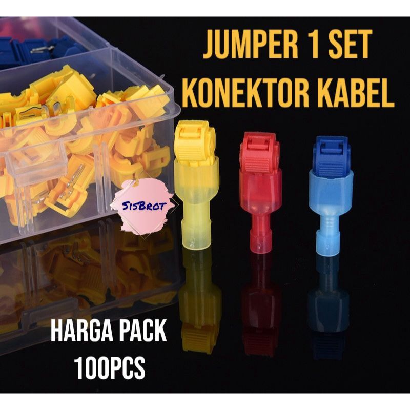 100PCS Konektor kabel listrik T Jumper Lock Quick Cable Connector Sambungan Kabel