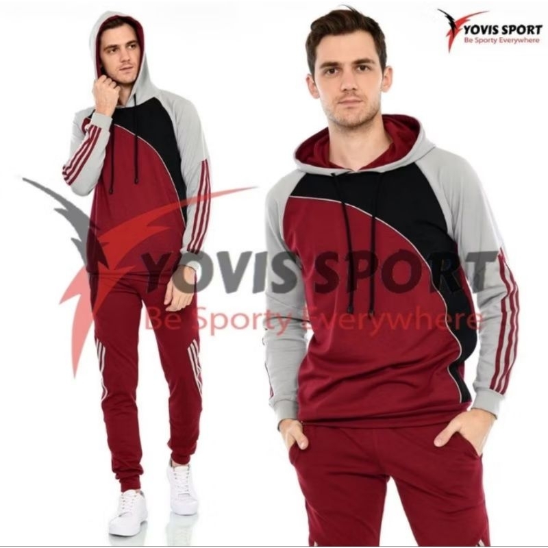 Stelan Olahraga Hoodie Pria Lengan Panjang Yovis Sport