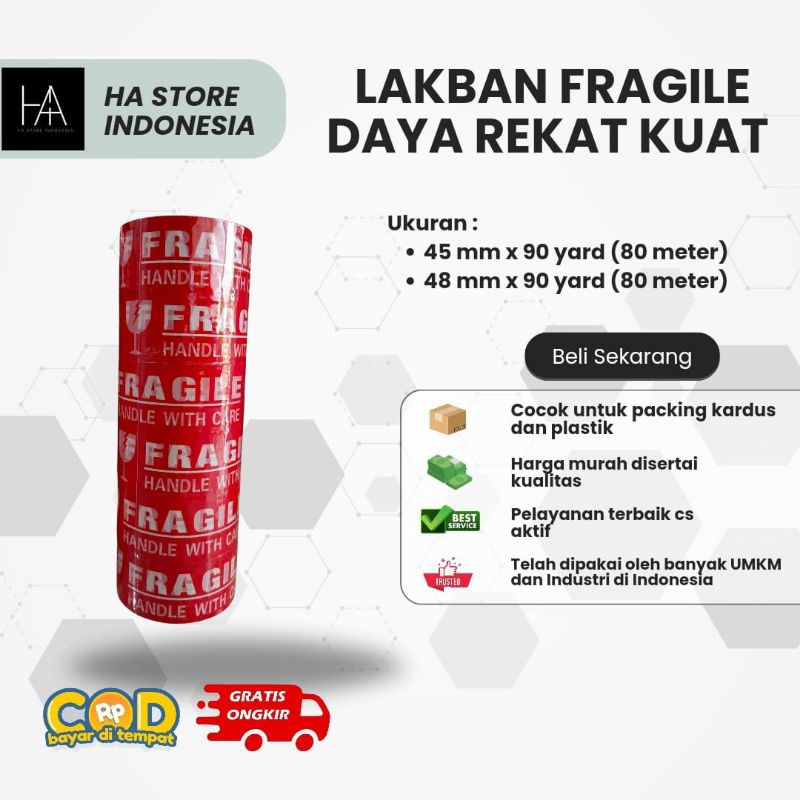 

Promo Isi 6 roll Lakban Fragile merah 48 mm x 90 yard (80 meter) /45 mm x 90 yard full (80 meter) 2 inch Khinko Tape unboxing jangan dibanting