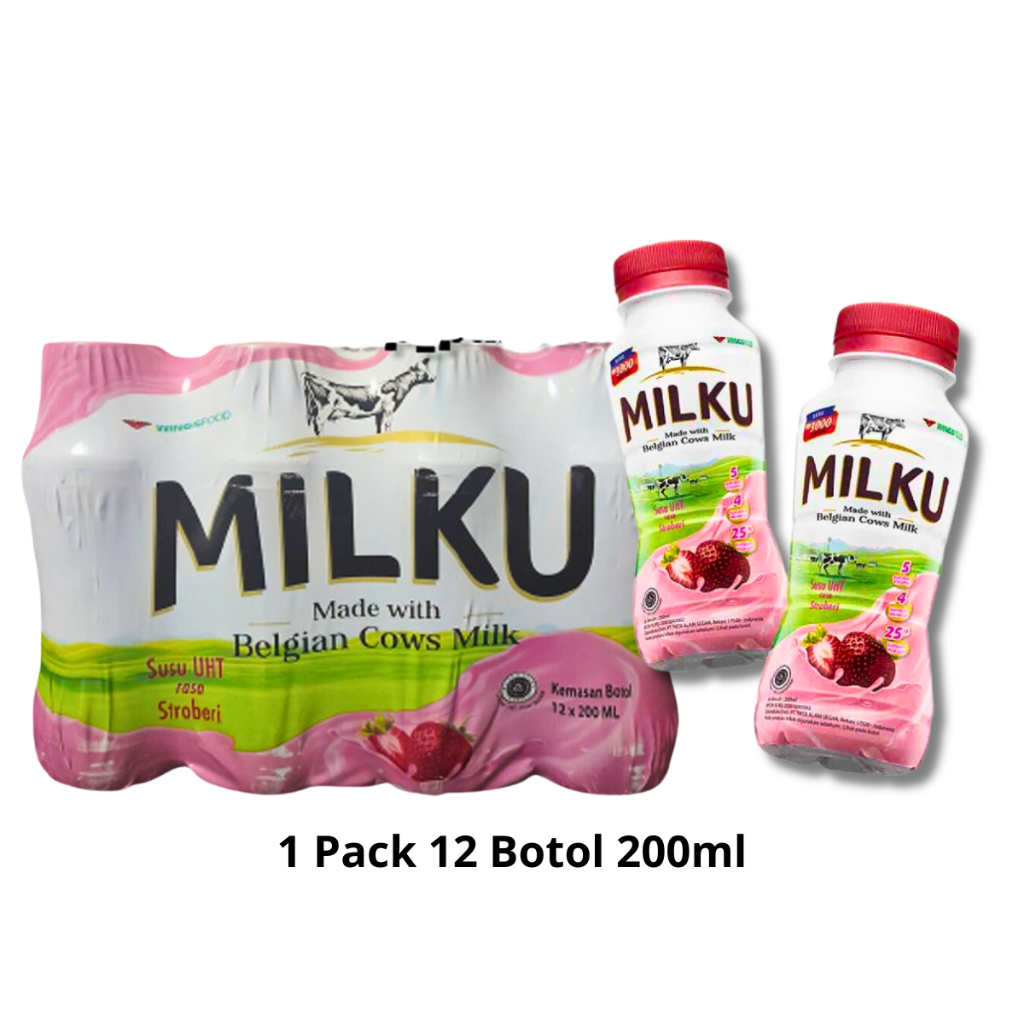 

Milku Susu UHT 1 Pack Isi 12 Botol 200ml Stroberi