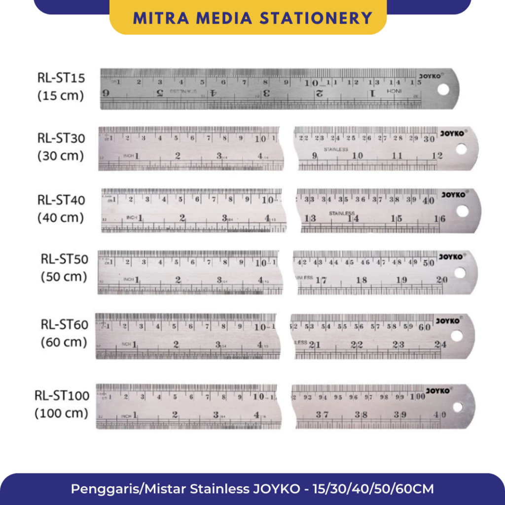 

Penggaris Besi / Mistar Stainless JOYKO - 15/20/30/40/50/60CM