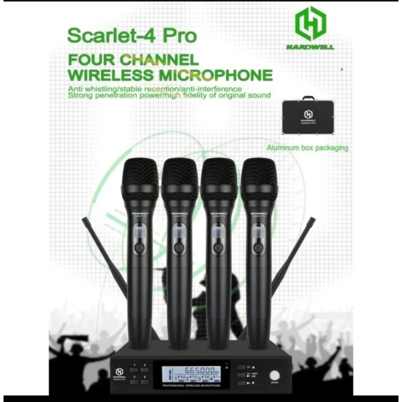 Wireless Mic Hardwell Scarlet 4 Pro Four Channel Wireless Microphone