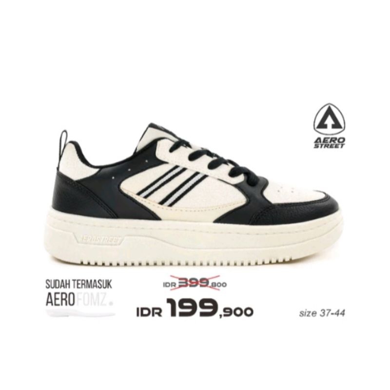 Aerostreet Oxford Natural Putih Hitam - Sepatu Sneakers