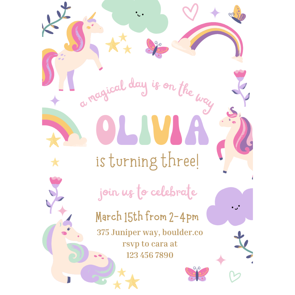 UNDANGAN ULANG TAHUN UNICORN