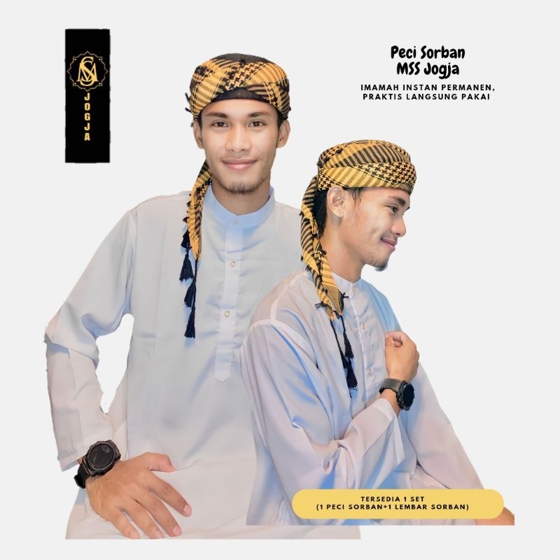 Peci Sorban MSS Jogja Imamah Instan Permanen Praktis Langsung Pakai Kopiah Songkok Udeng Iket Kuluk 