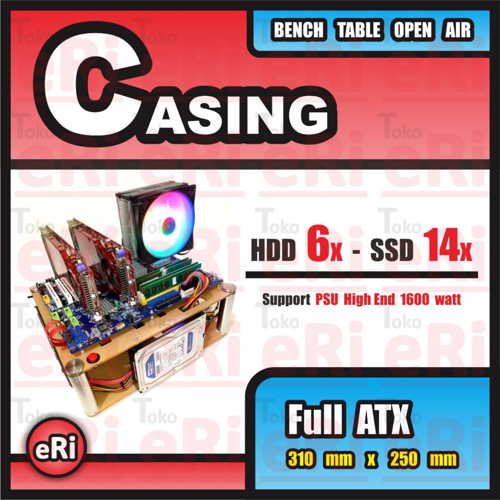 Full ATX / Casing PC Komputer GAMING OPEN AIR Akrilik Acrylic