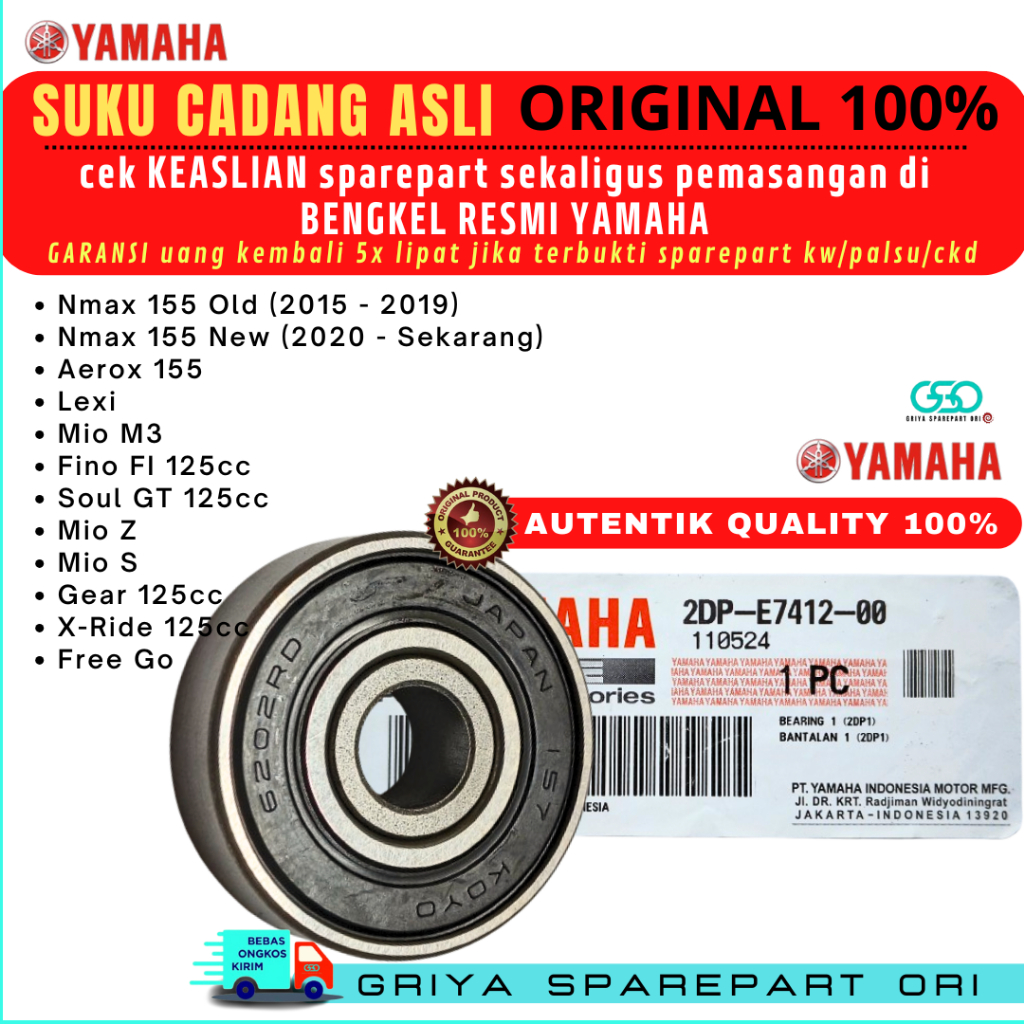 Bearing Bak CVT Nmax Original yamaha Nmax155 Old New Laher bak CVT Aerox Ori Laher bearing bak CVT L