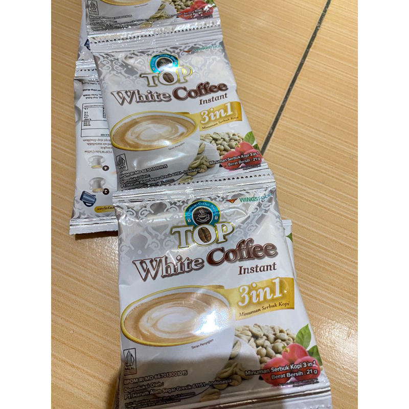 

top white coffe isi 12 sachet ( 1 renceng )