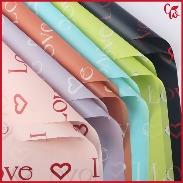 

20 LEMBAR Kertas Buket Bunga Cellophane Tulisan LOVE Flower Wrapping Paper Valantine KB6172