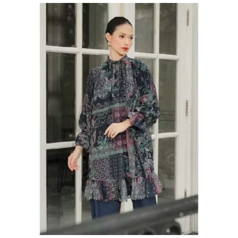 Benang Jarum - Serenity Soiree Ruffle Tunic Dress - Midnight