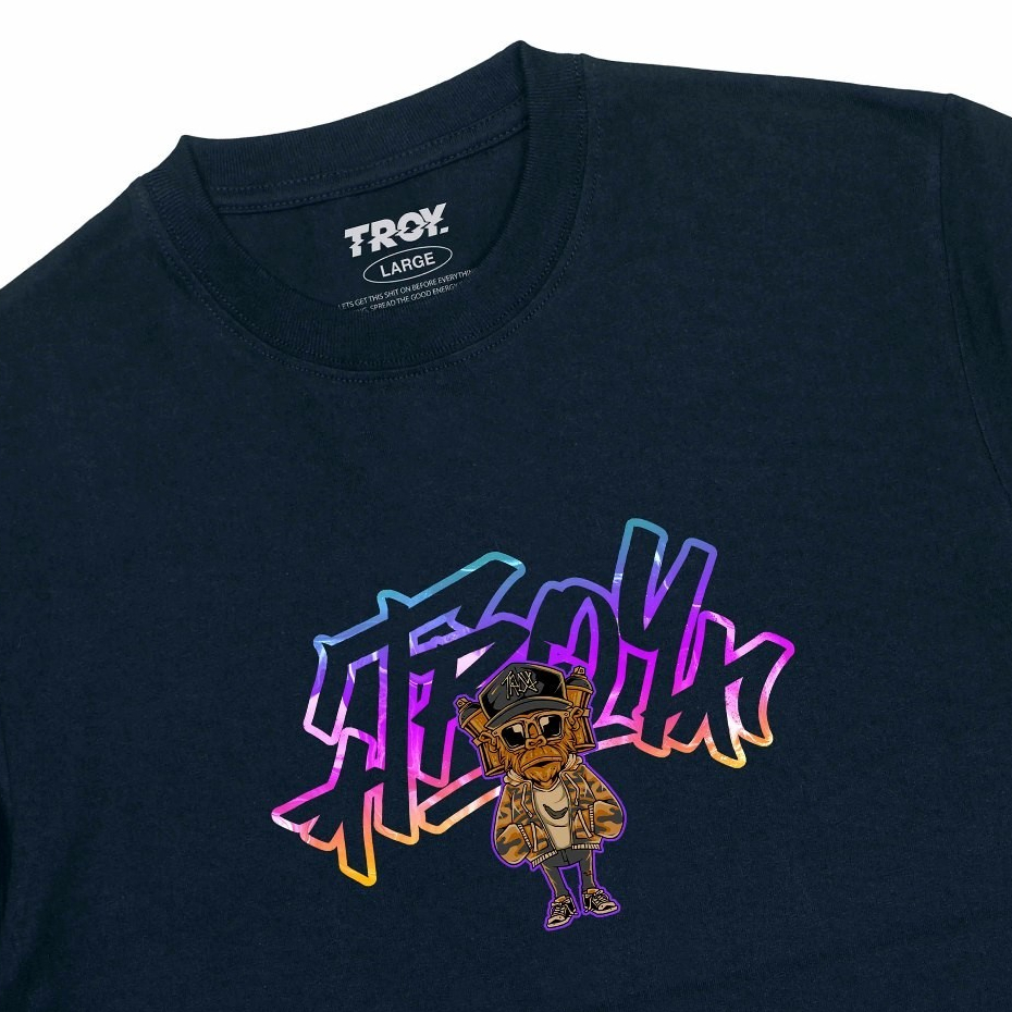 Troy Company T-shirt Blue Navy Gorillaz - Kaos Lengan Pendek Kaos Biru Navy MTD 2511