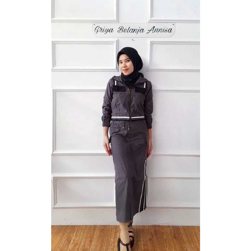 Set Bomber Rok Cargo One Set Cargo Atasan Crop