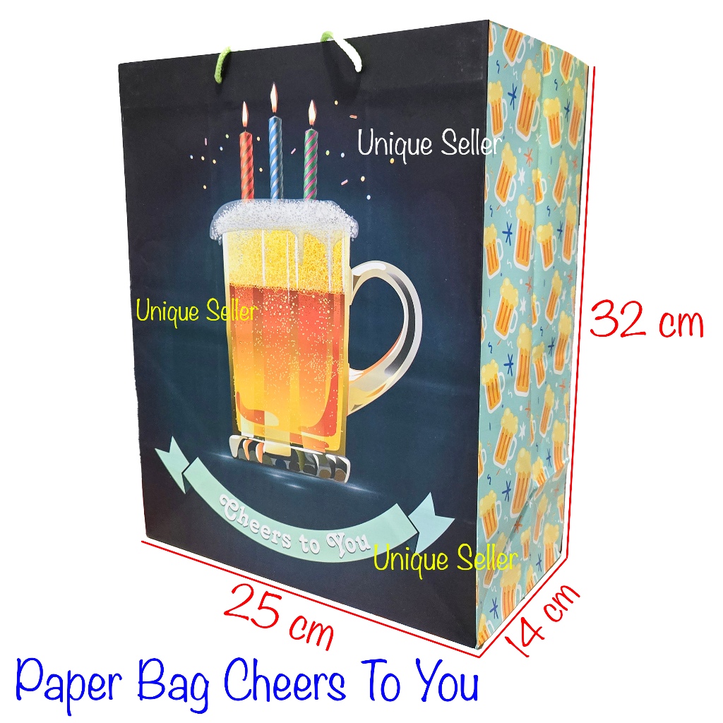 

Paper Bag Goodie Hand Bag Tas Kertas Kado Souvenir Hadiah Acara Ulang Tahun Ultah Hitam Cheers To You 25x14x32 cm / Tas Hadiah Kado Souvenir Acara Ulang Tahun Ultah Happy Birthday Hitam Cheers To You 25x14x32 / Tas Kertas Tali Paper Bag Tali Hitam