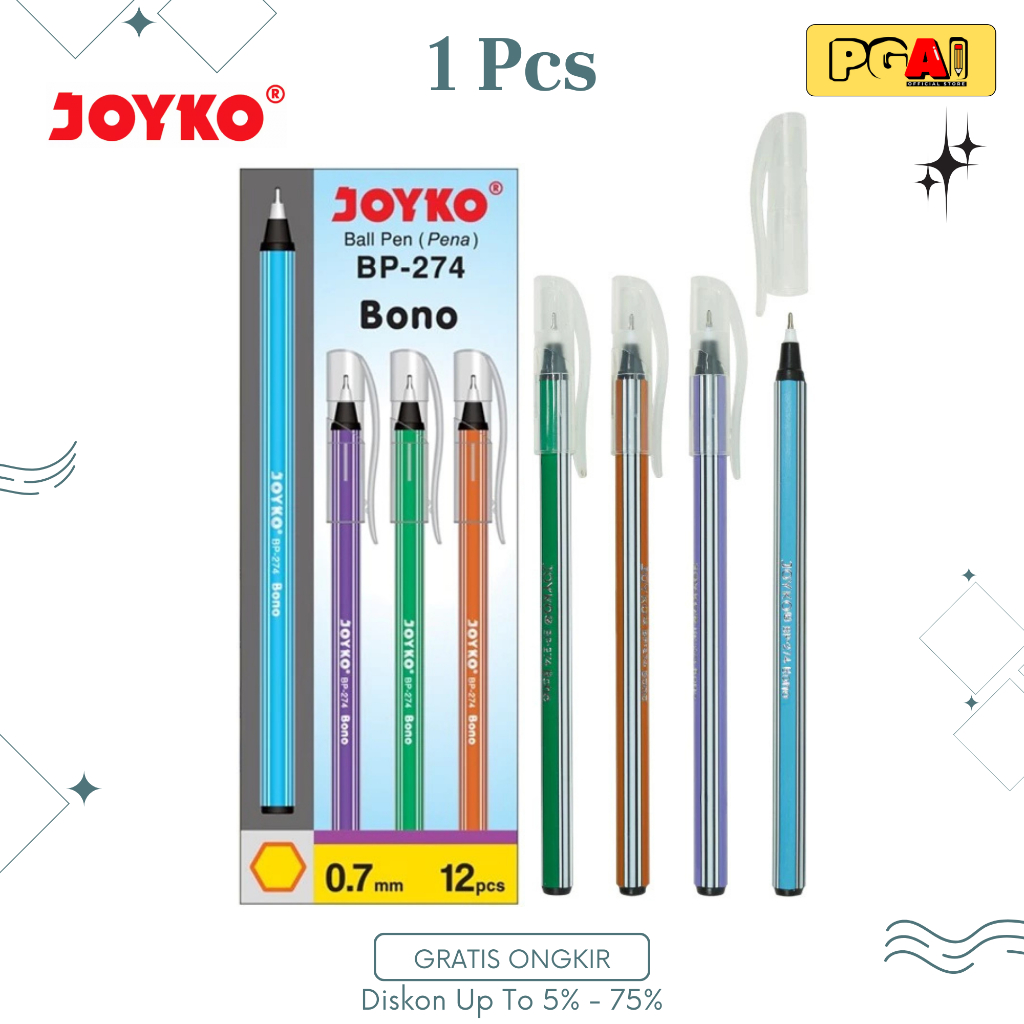 

(PGAI) PULPEN BOLPOINT JOYKO BP-274 BONO 0.7 MM 1 PCS ALAT TULIS KANTOR STATIONERY Tulis