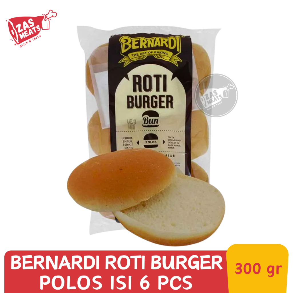 

BERNARDI BURGER BUN POLOS 300GR | Bernardi Roti Burger Premium Frozen 300 gram | Isi 6 pcs