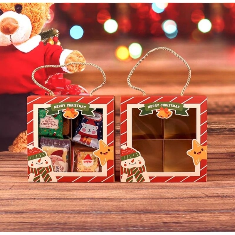 

Kotak christmas sekat 4, Box natal sekat 4, Dus natal sekat 4, Hamper christmas sekat 4, Box kue