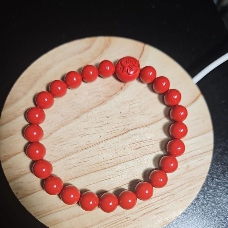 CINNABAR GELANG ASLI Wanshan, Guizhou HQ 8mm SHIO ULAR