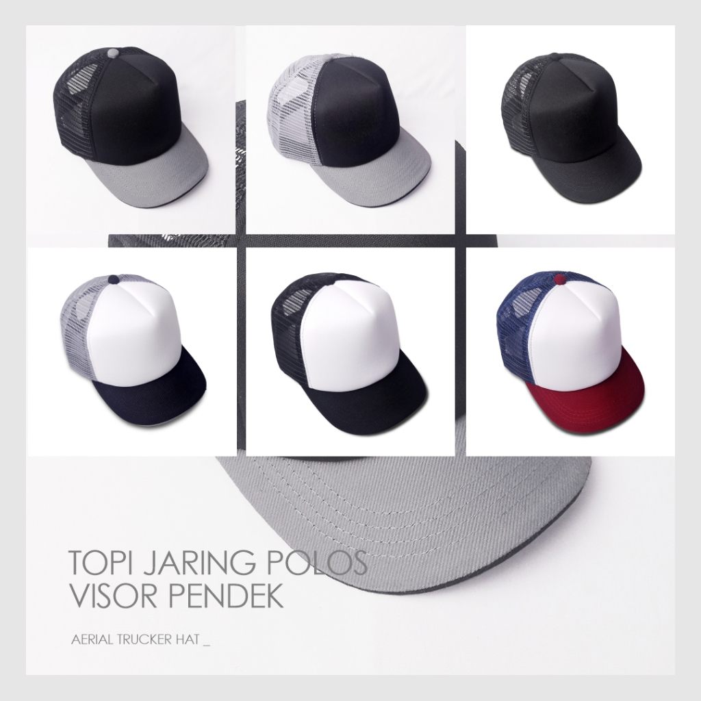AERIAL ORIGINAL - TOPI JARING PREMIUM QUALITY VISOR PENDEK, TOPI TRUCKER,