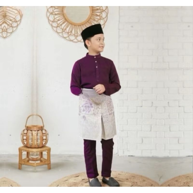 Alfattah Setelan Baju Kurung Melayu Anak Laki Laki Bahan Katun Toyobo Pakaian Teluk Belanga Cekak Mu
