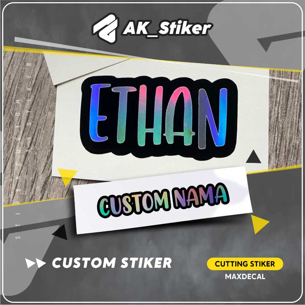 

STIKER NAMA HOLOGRAM DAN WARNA TULISAN BEBAS CUTTING STICKER NAMA CUSTOM TERMURAH SATU HARI JADI