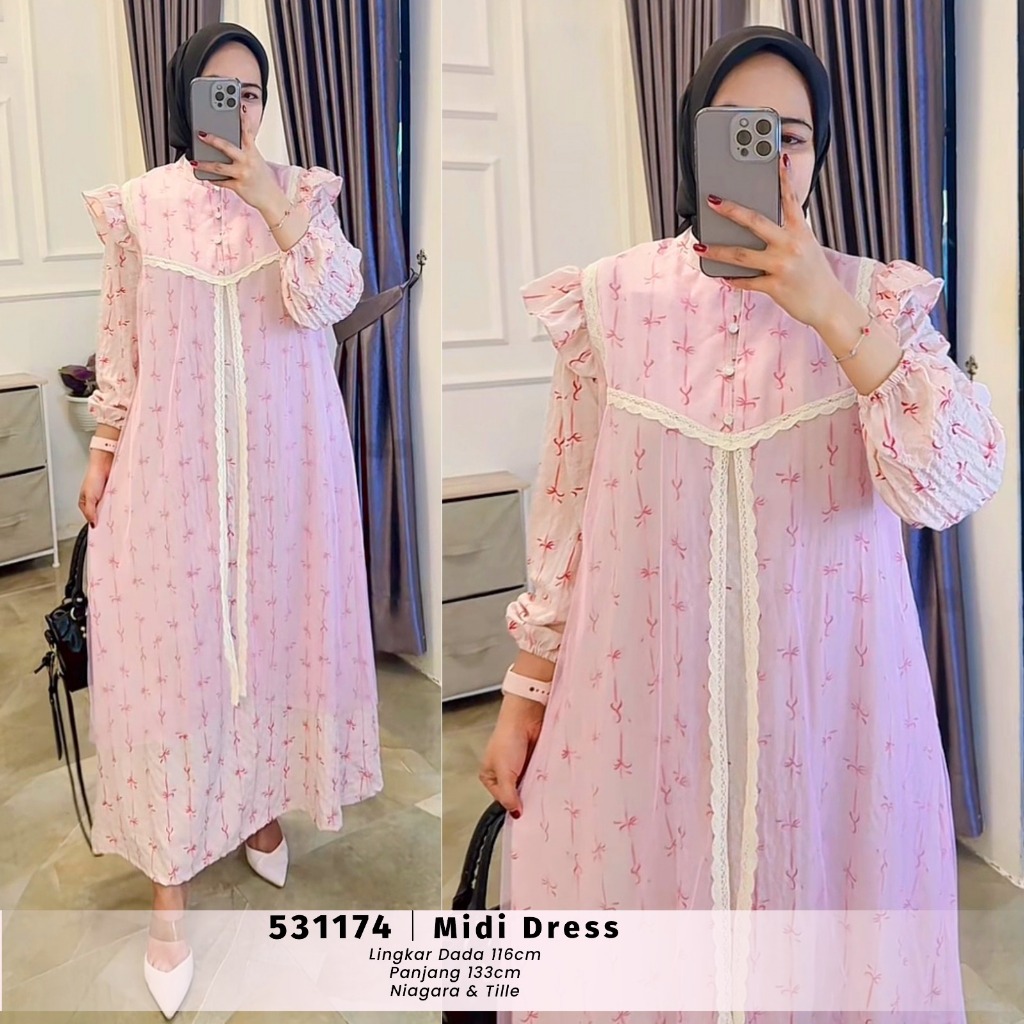 EXTU HERITAGE - AZURA MIDI DRESS KOMBINASI TILE ELEGAN, NYAMAN & BEST SELLER - 531174