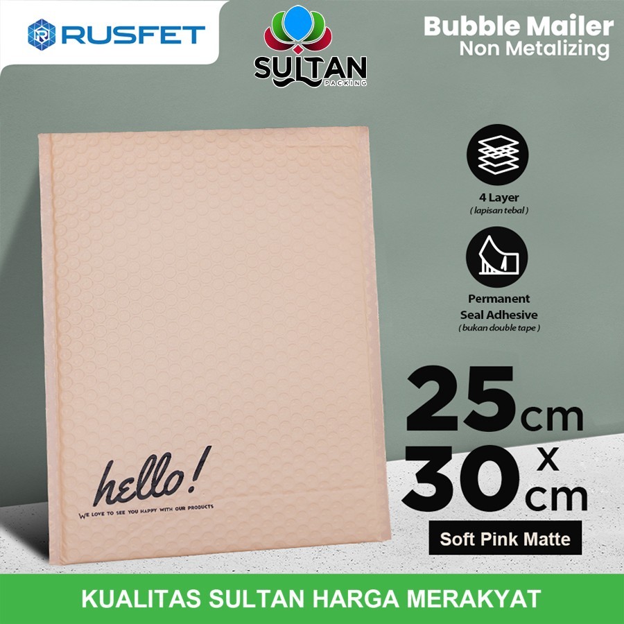 

AMPLOP BUBBLE MAILER SOFT PINK 25X30CM WRAP ENVELOPE RUSFET SATUAN