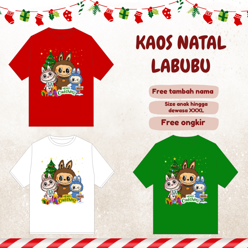 KAOS Natal LABUBU / KAOS NATAL New States Apparels Premium / Kaos Natal Keluarga LABUBU / Kaos Natal