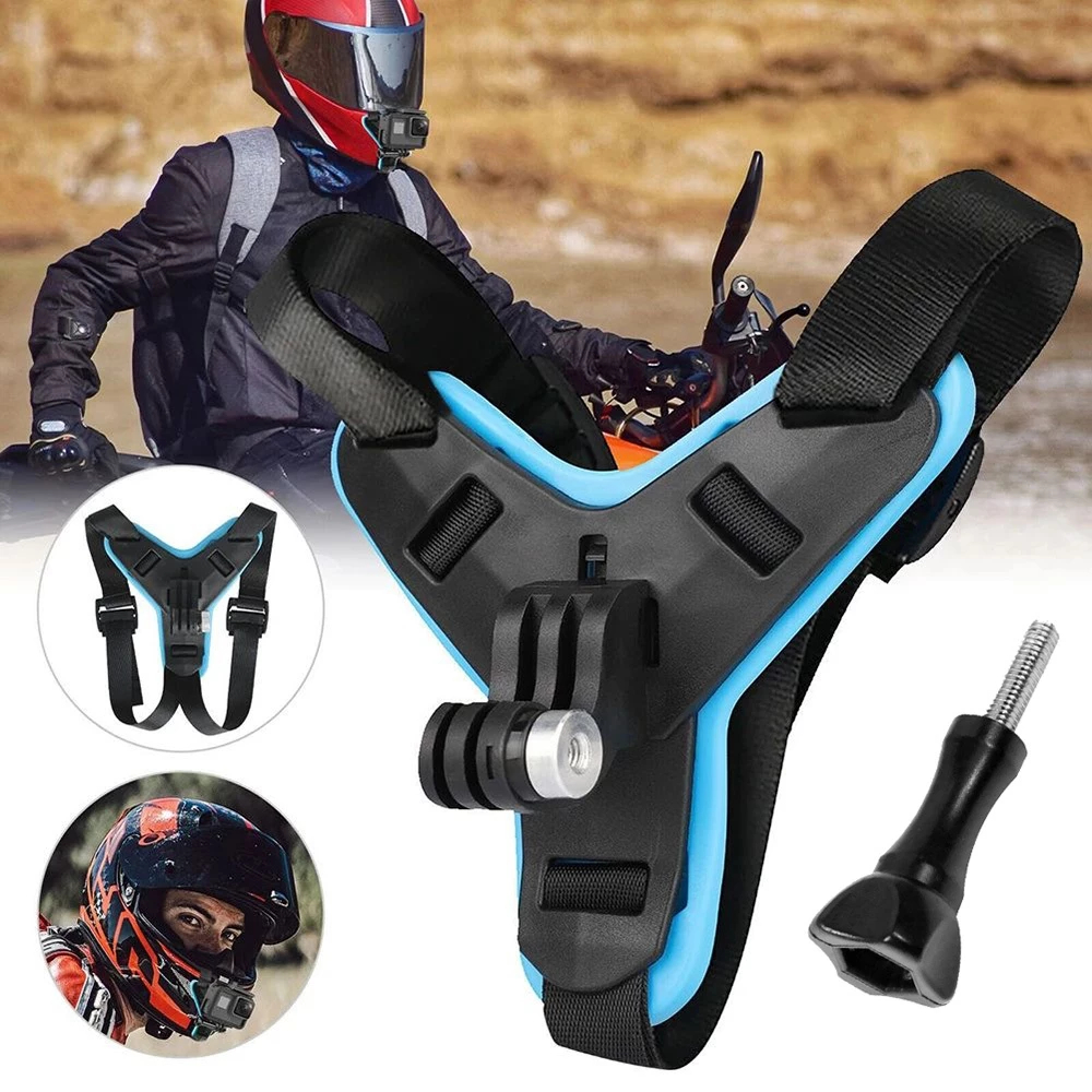 Chin Strap Mount Helmet Mounting Di Dagu Helm Sepeda motor untuk Gopro Xiaomi Yi Aksesoris Kamera