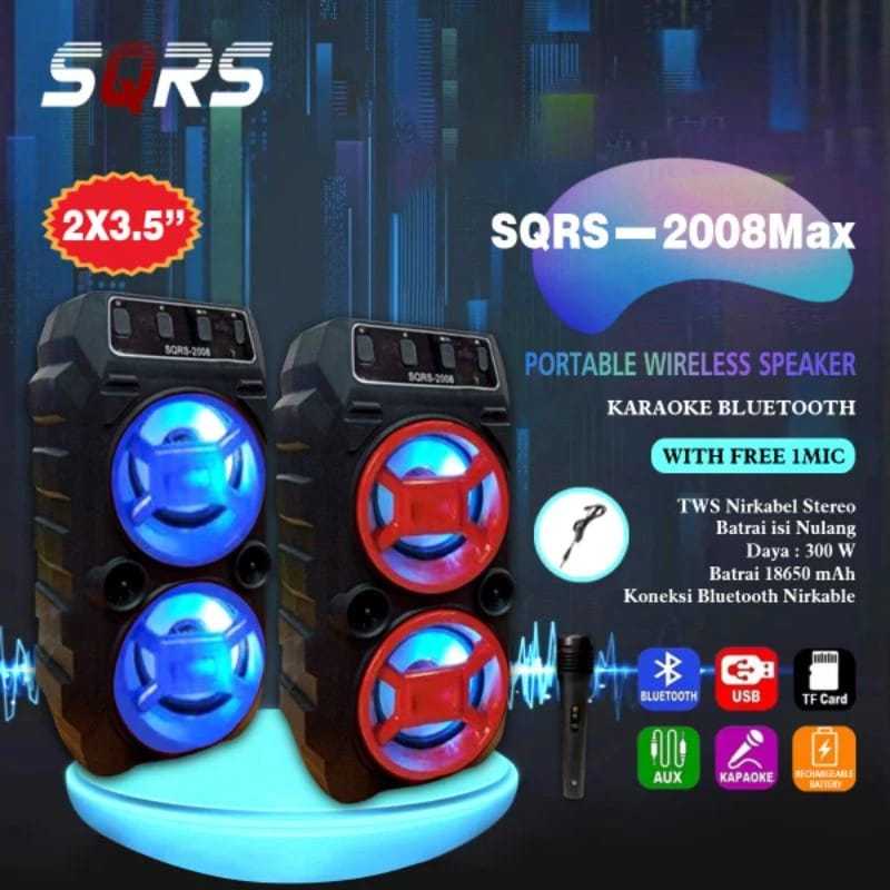 SPEAKER BLUETOOTH SQRS-2008/SPEAKER BLUETOOTH FREE MIC KARAOKE