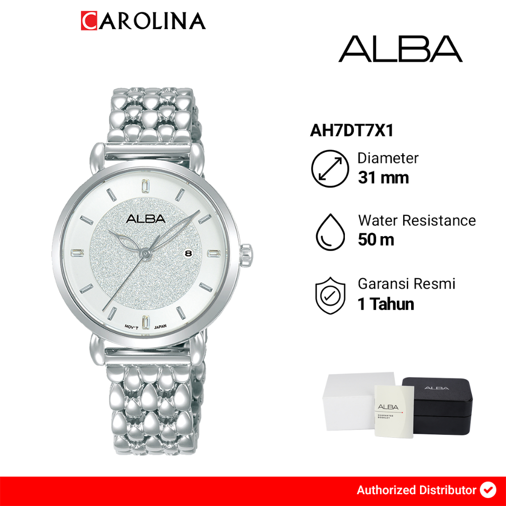 Jam Tangan Wanita Alba AH7DT7X1 Silver Dial Stainless Steel Strap