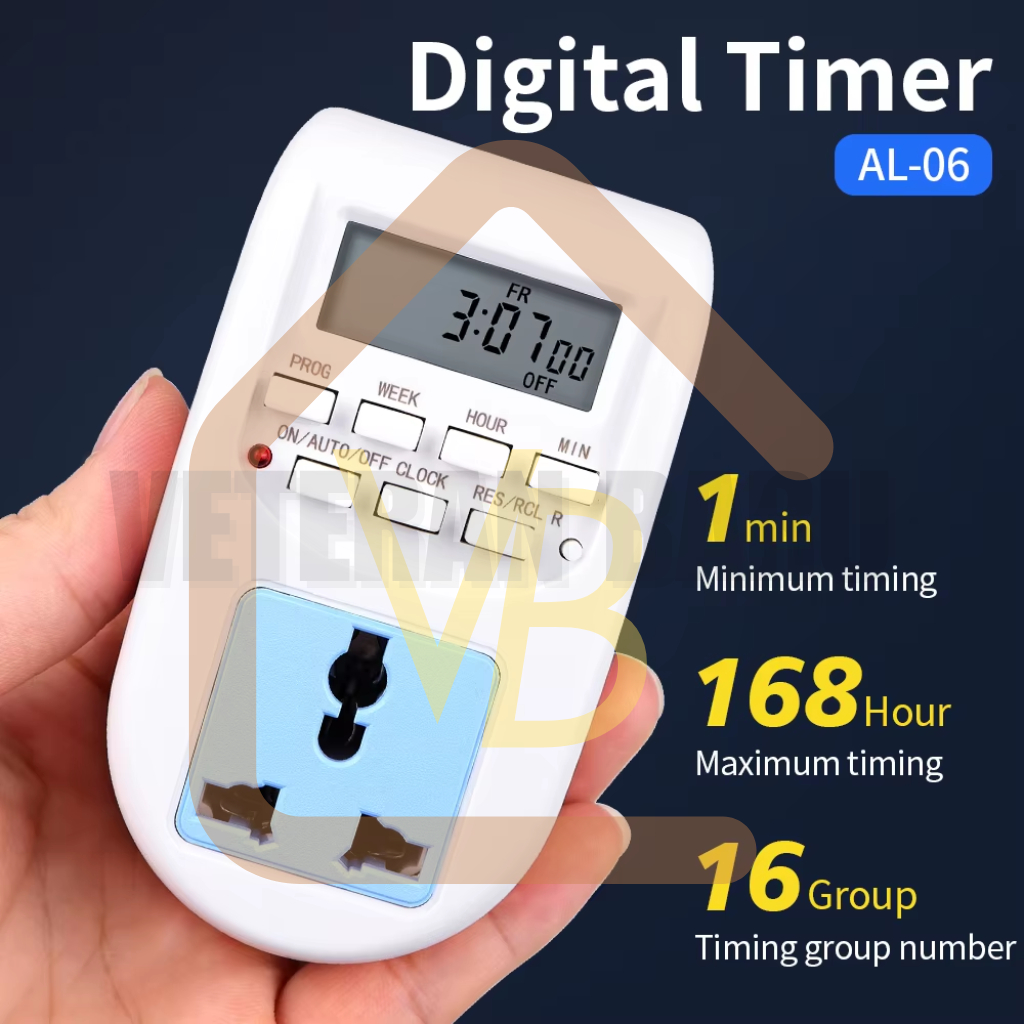 Stop kontak Timer Digital Programmable Switch 16 Program On/Off EU StopKontak - Multi Socket
