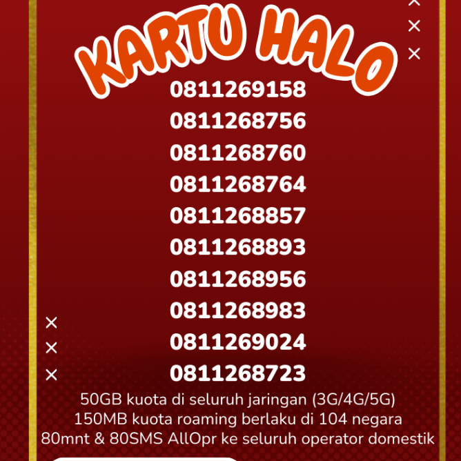 Kuota 50GB  Telkomsel kartu halo 10 digit nomor cantik Nomor langka 27