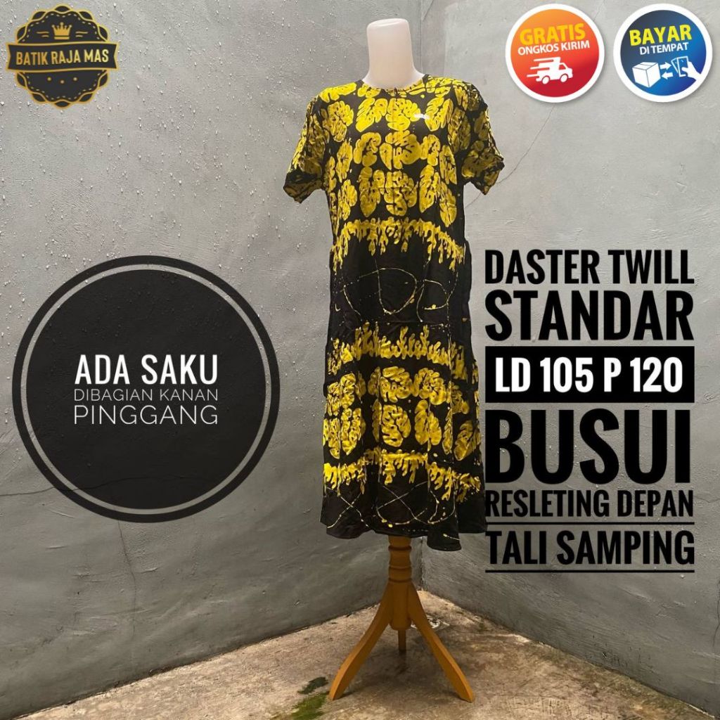 Daster Cewek Wanita Panjang Lengan Pendek Motif Batik Abstrak Modern Kekinian Terbaru Tebal Tali Sam