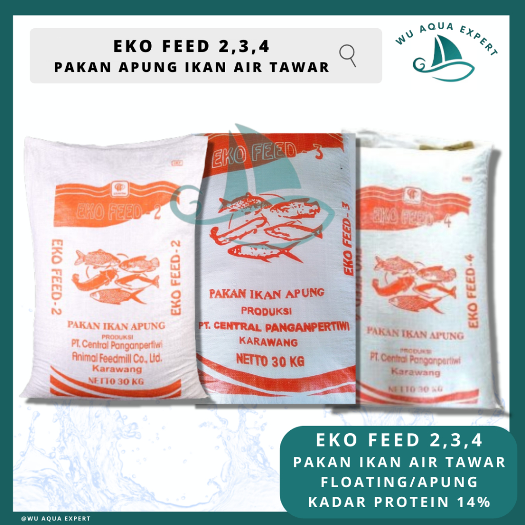 1 Sak KARUNG 30 Kg EKO FEED 2,3,4 PAKAN IKAN PELET APUNG CP Prima CPP Pertiwi Ekofeed Budidaya Makan
