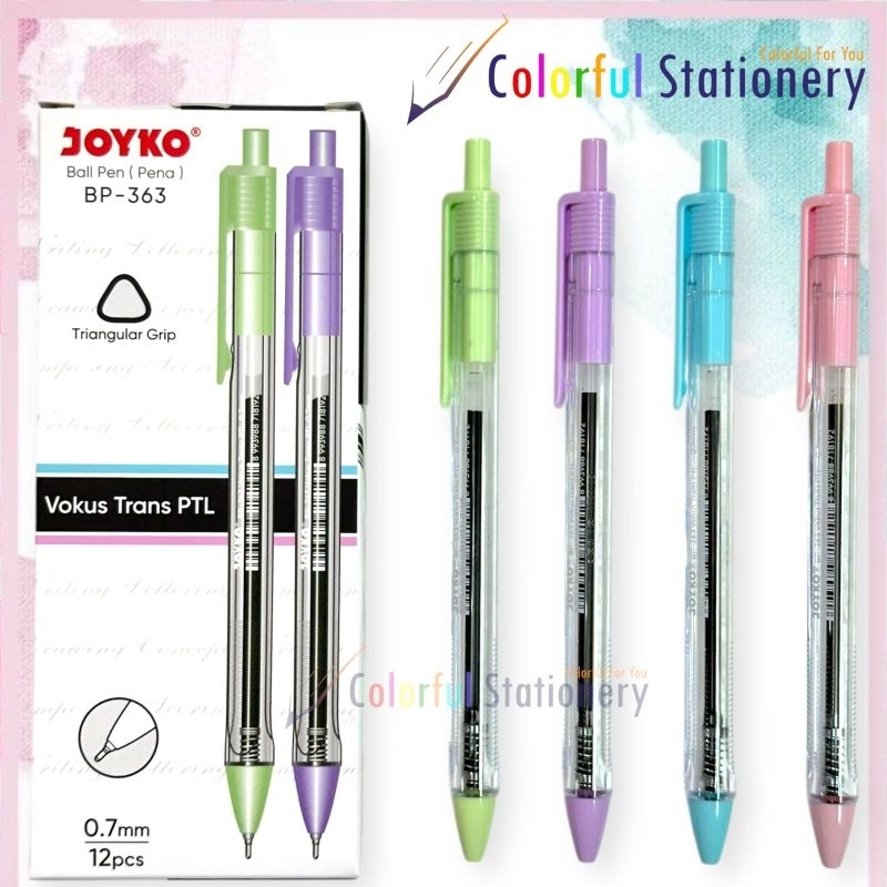 

Pulpen / Ballpoint Joyko Vokus Pastel Transparan BP-363 (Lsn)