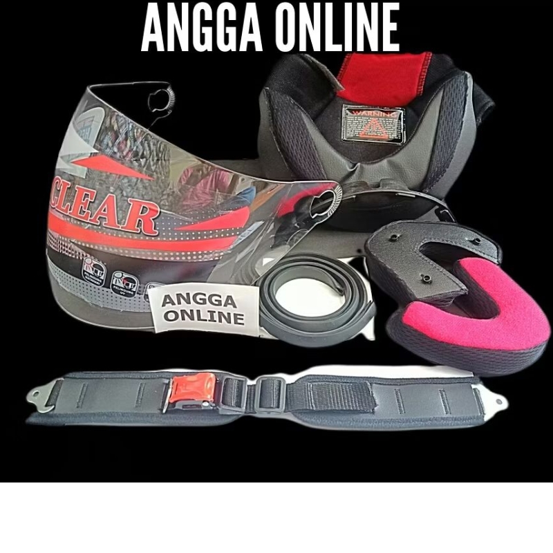 PAKET NHK PREDATOR PLASTIK, busa helm NHK predator plastik, kaca HELM, tali helm , lis karet