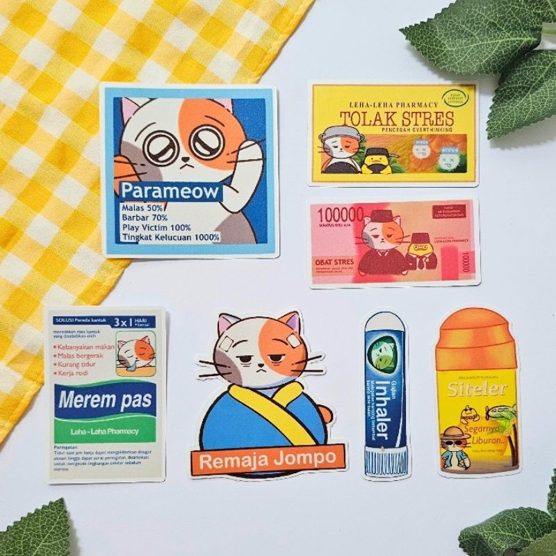 

LEHA-LEHA CLUB - (1/2) Pharmacy Cat Sticker | Cute Doff Sticker | Sticker Lucu Parodi Obat